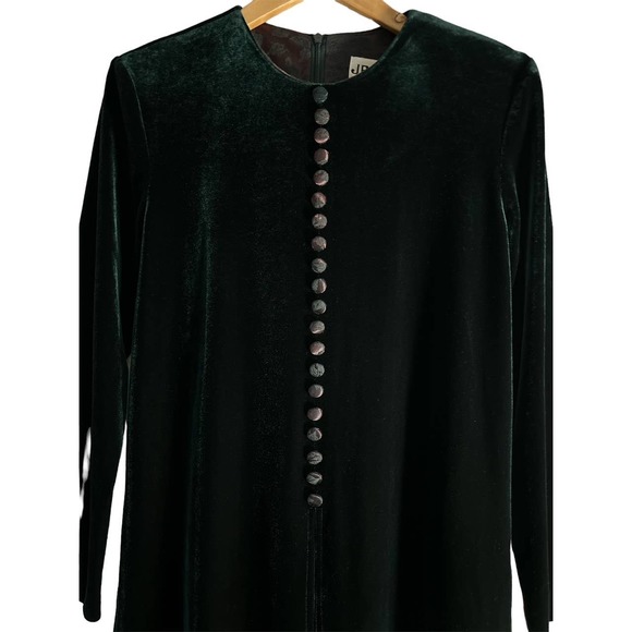 J.B.S. Vintage‎ Women’s Size 8 Emerald Green Velvet Dress - Picture 3 of 9